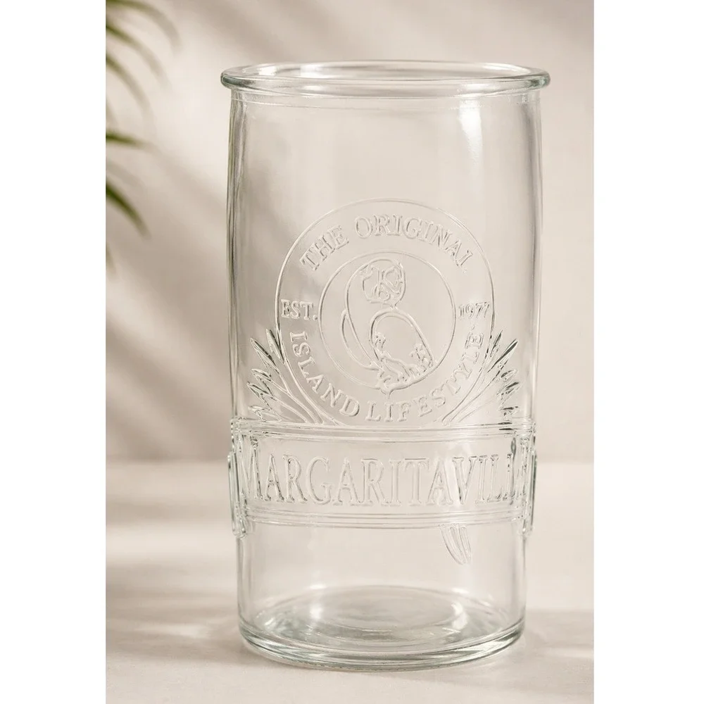 Margaritaville Highball Glass 20oz Embossed Parrot Island Lifestyle Clear Glass